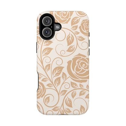 Vintage Rose Vine Tough MagSafe iPhone Case – Elegant Floral Pattern with Dual-Layer Protection