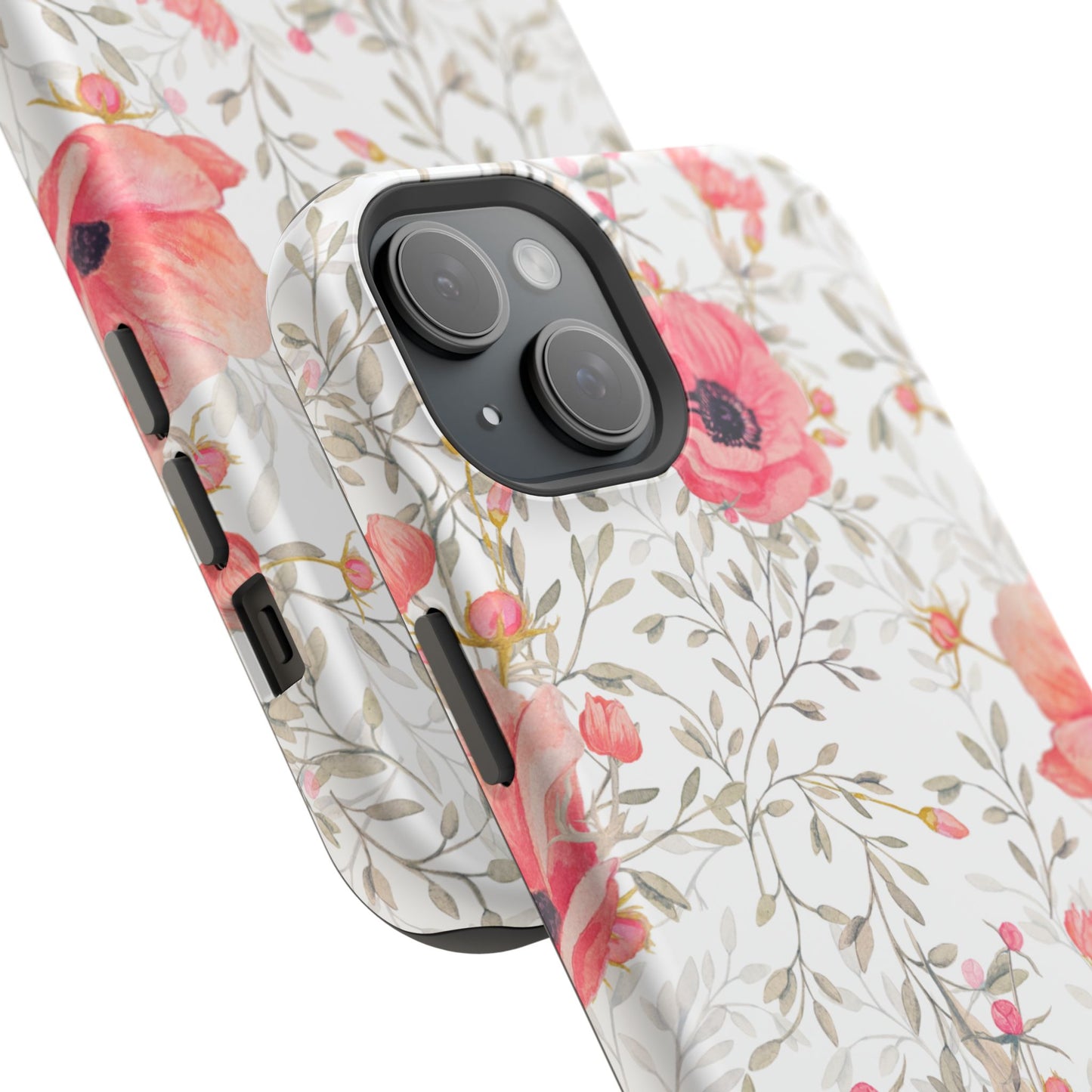 Pink Floral Watercolor MagSafe iPhone Case – Elegant Blossom Design with Magnetic Compatibility