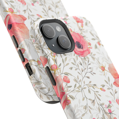 Pink Floral Watercolor MagSafe iPhone Case – Elegant Blossom Design with Magnetic Compatibility