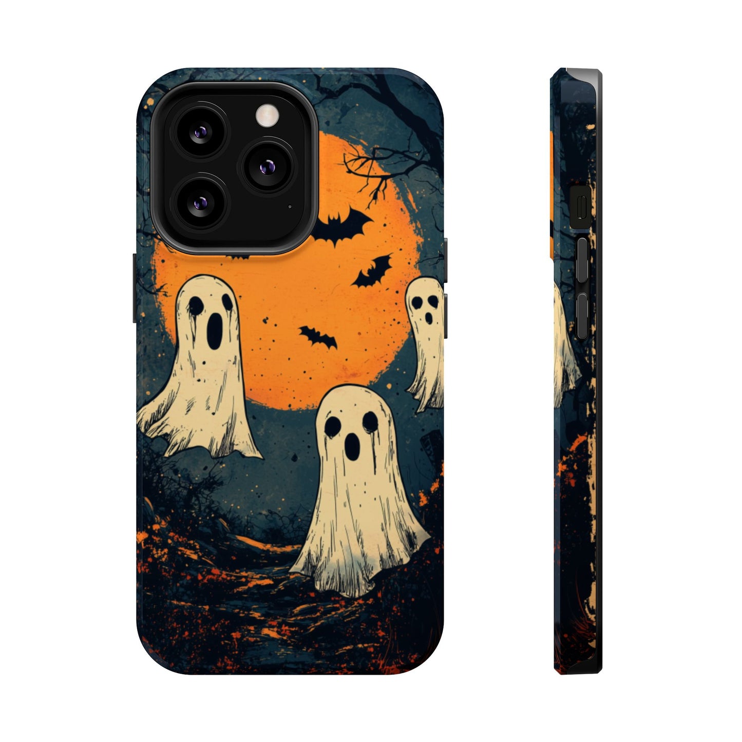 Haunted Ghosts & Full Moon MagSafe iPhone Case – Spooky Halloween Design