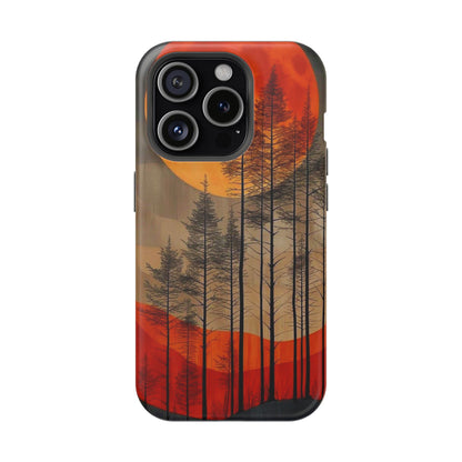 Moody Forest Moonrise MagSafe iPhone Case – Dark Landscape Design, Dual-Layer Protection