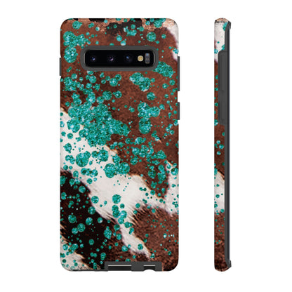 Teal Glitter Cowhide - Samsung Galaxy Series Case