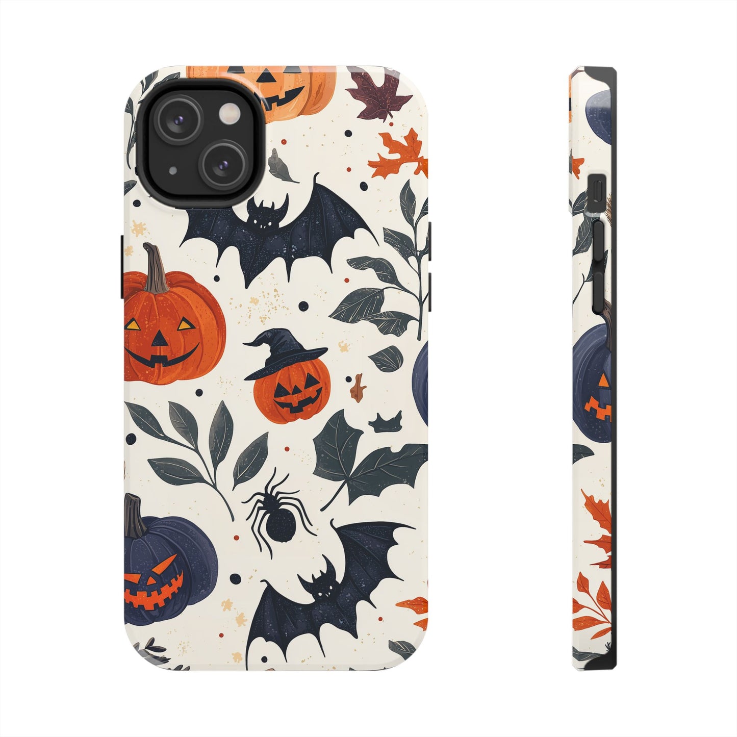 Spooky Halloween iPhone Case – Pumpkins, Bats, and Spider Design