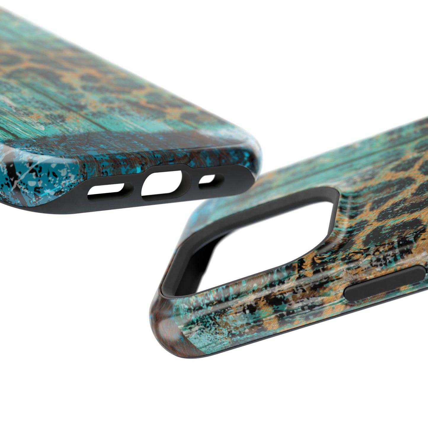 Turquoise Rustic Leopard Wood - MagSafe  iPhone Series Case