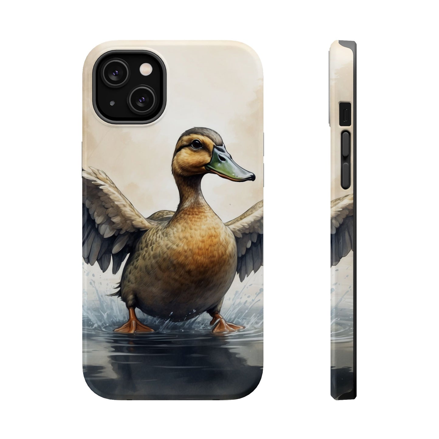 Graceful Duck in Watercolor Scene - MagSafe iPhone Case