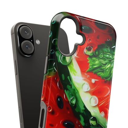 Juicy Watermelon & Mint MasSafe iPhone Case – Tough Dual-Layer, Vibrant Summer Design