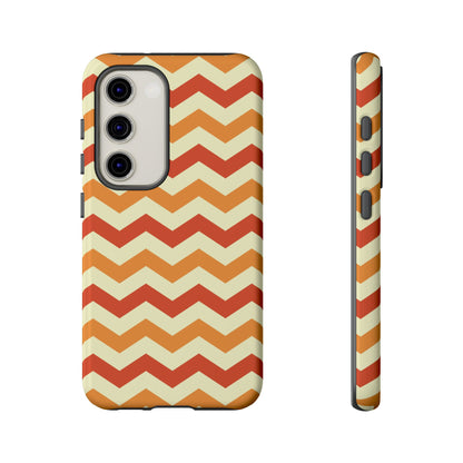 Warm Sunset Chevron – Orange, Red & Cream Geometric Samsung Galaxy Case