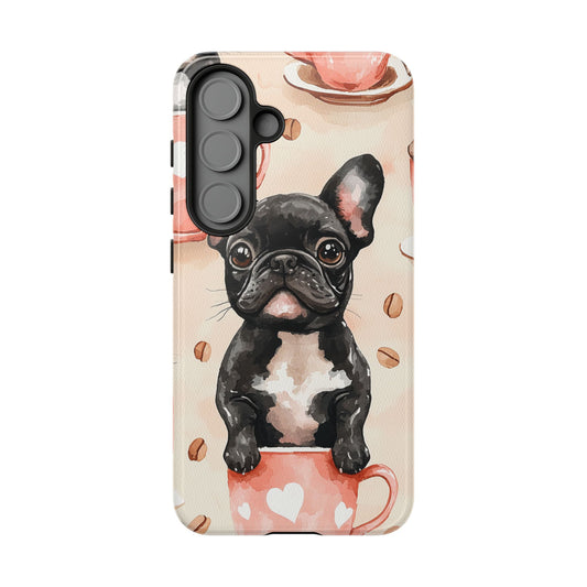 French Bulldog in Coffee Cup  Samsung Galaxy  Case – Cute Dog Art, Shockproof & Slim Design