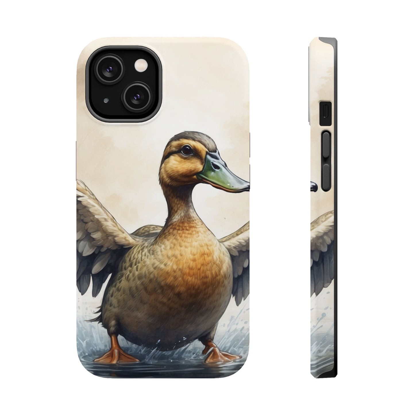 Graceful Duck in Watercolor Scene - MagSafe iPhone Case