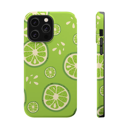 Zesty Lime Splash Tough MagSafe iPhone Case – Fresh Citrus Design, Dual-Layer Protection