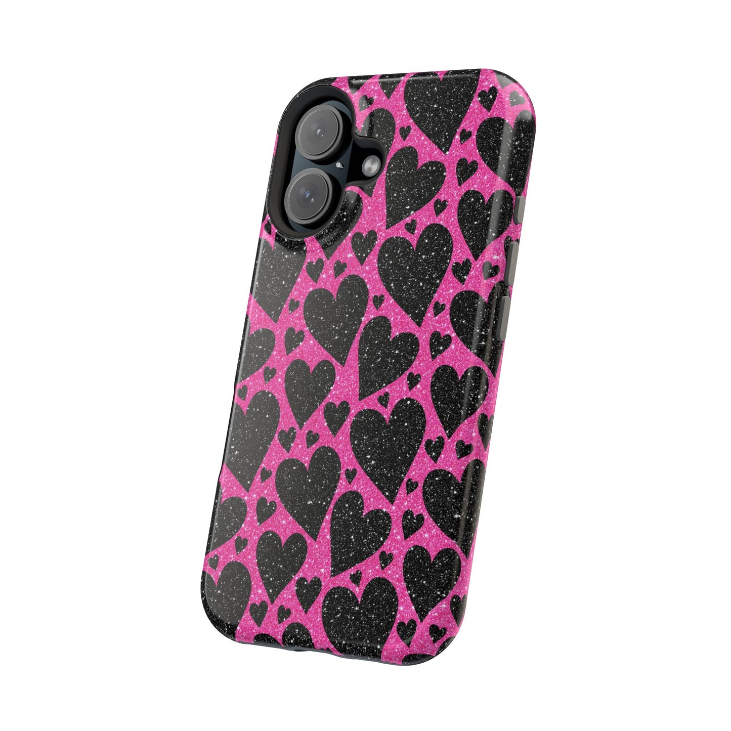 Pink Glitter Hearts MagSafe iPhone Case