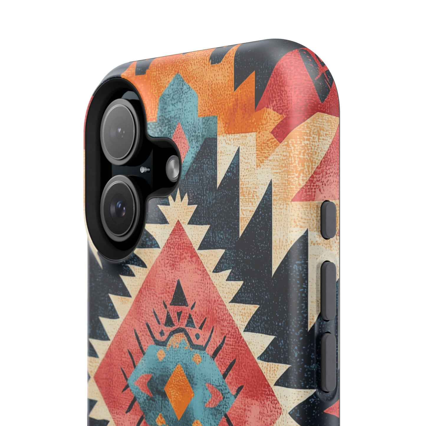 Bold Aztec Pattern Tough MagSafe iPhone Case – Vibrant Geometric Design, Dual-Layer Protection