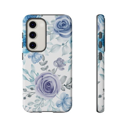 Elegant Blue & Violet Roses Samsung Galaxy Case – Artistic Floral Design for Stylish Protection