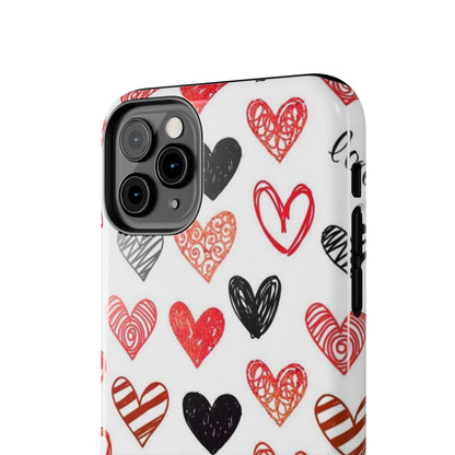 iPhone Case: Hand-Drawn Hearts & Love