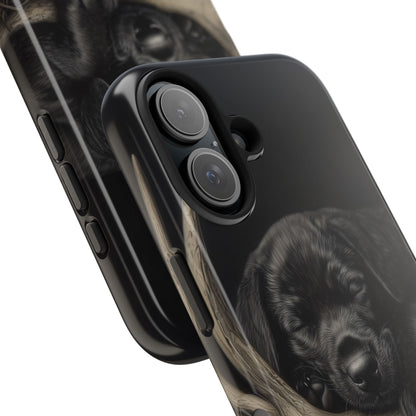 Adorable Black Labrador Puppy on Feathers iPhone Case