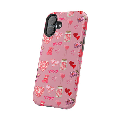 Pink Valentine Love Collage – MagSafe-Compatible iPhone Case