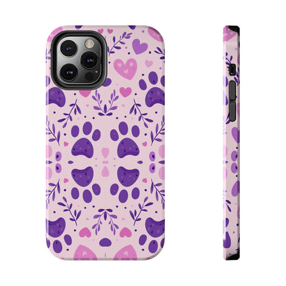 Pastel Paw Print iPhone Case - Cute Pet-Themed Floral Protective Cover