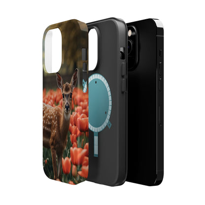 Fawn Among Tulips MagSafe iPhone Case