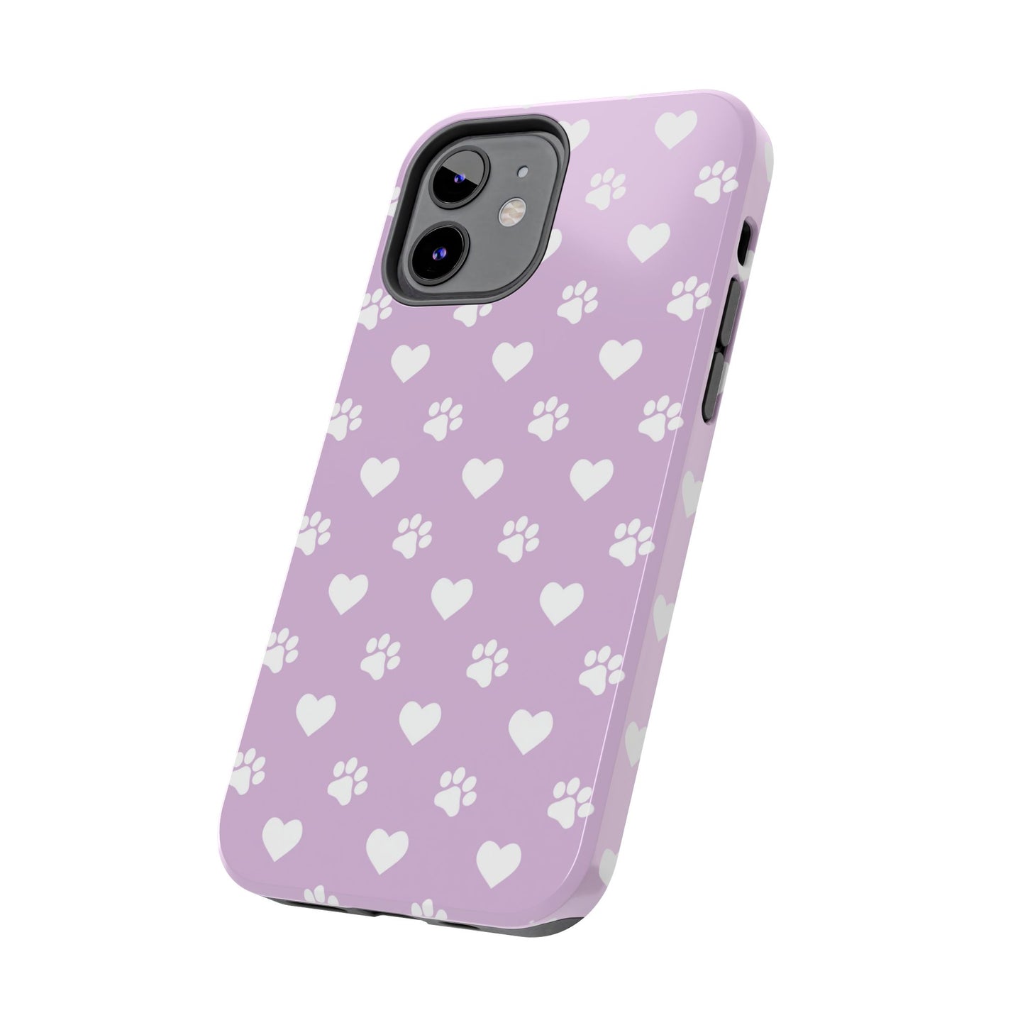 Purple Hearts & Paw Prints - Cute Pet Lover iPhone Case