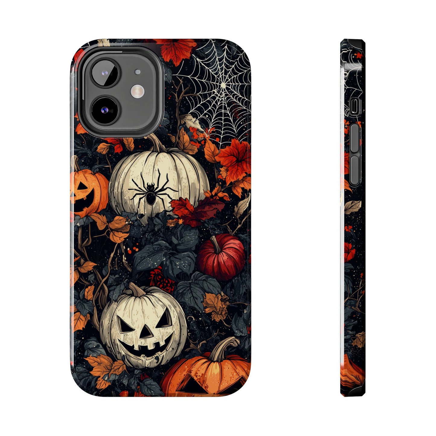 Hauntingly Elegant Halloween iPhone Case – Pumpkins, Spiders, and Autumn Leaves Design - BOGO Cases