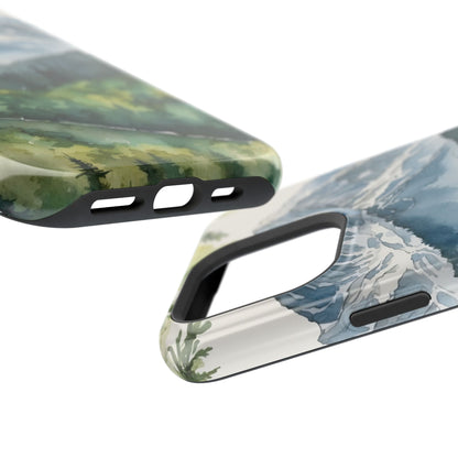 Watercolor Alpine Mountainscape - MagSafe iPhone Case