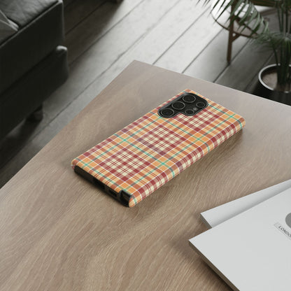 Retro Chic Plaid Samsung Galaxy Case in Red, Orange, Green & Cream – Timeless Vintage Design