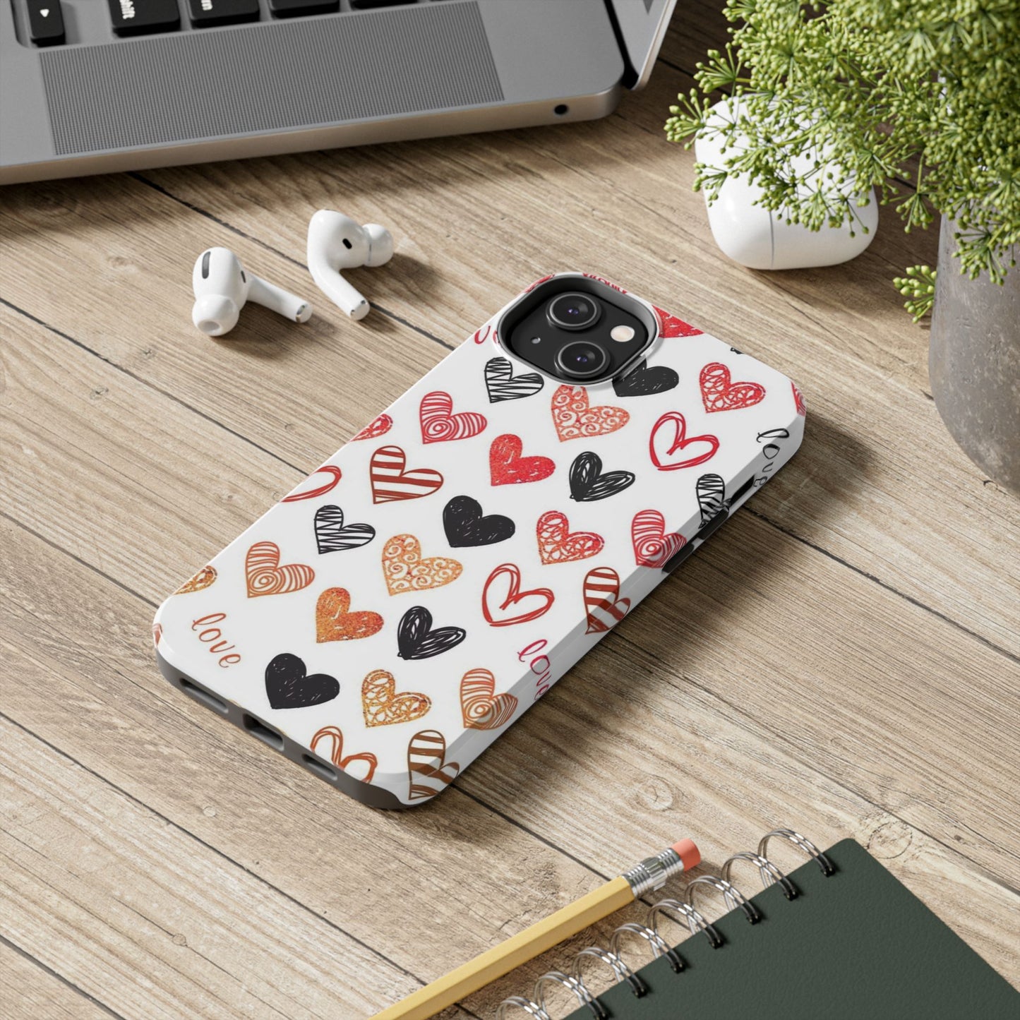 iPhone Case: Hand-Drawn Hearts & Love