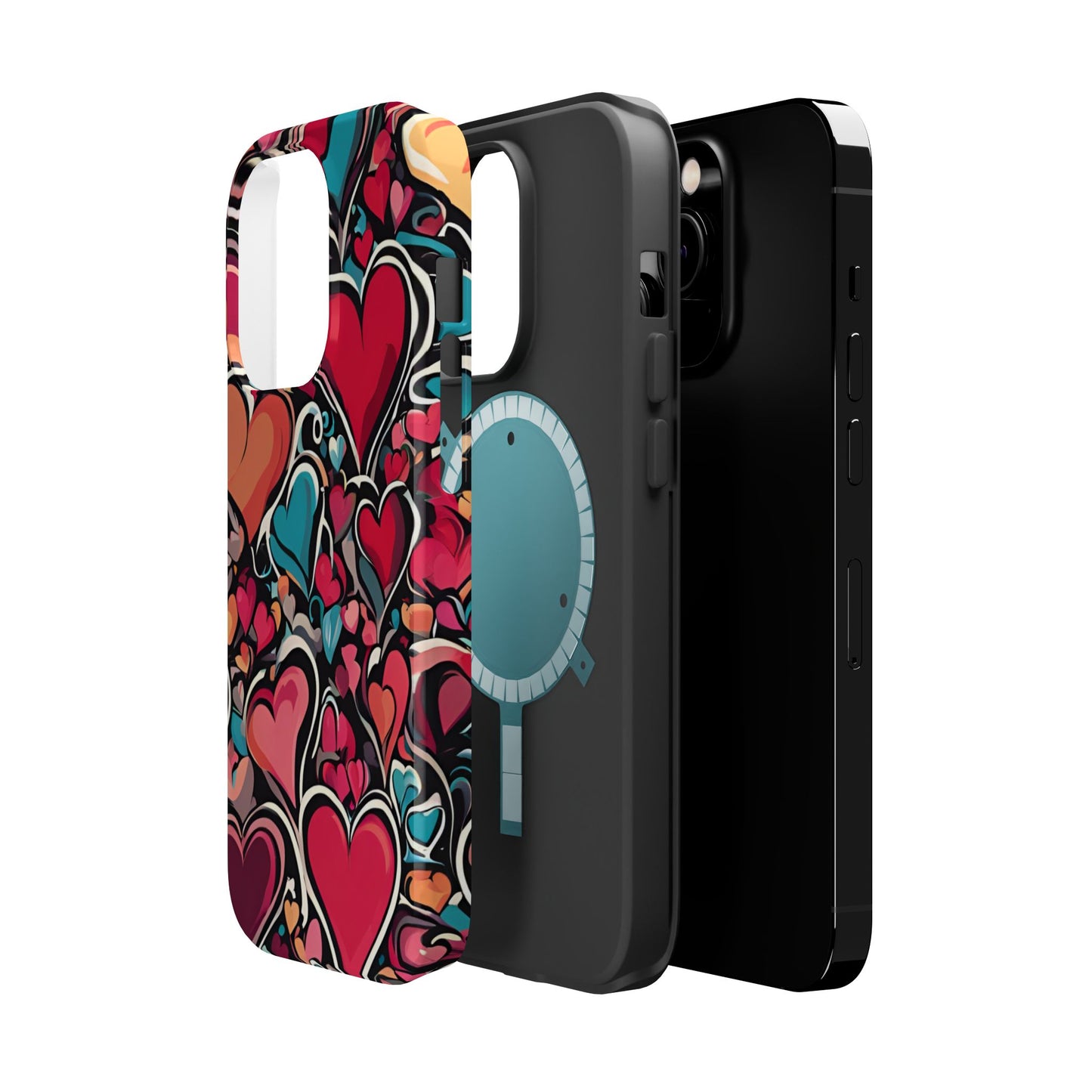 Vibrant Multicolor Heart Art – MagSafe-Compatible iPhone Case