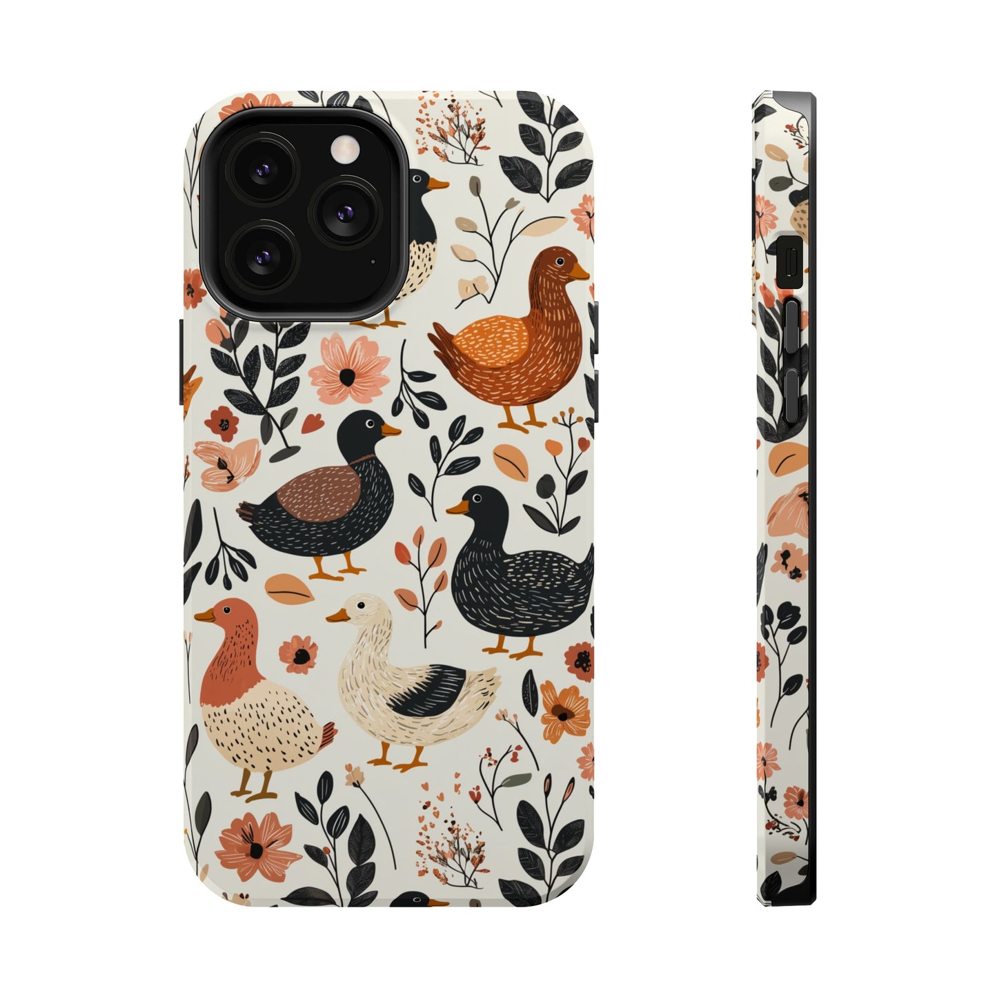 MagSafe iPhone Case: Vintage Duck – Floral & Leaf Design