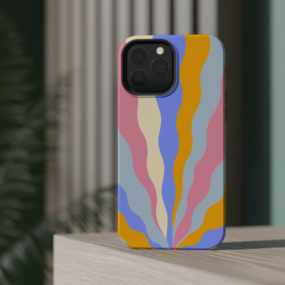 Pastel Radiance MagSafe iPhone Case – 70s-Inspired Dual-Layer Design with Wavy Sunburst Pattern