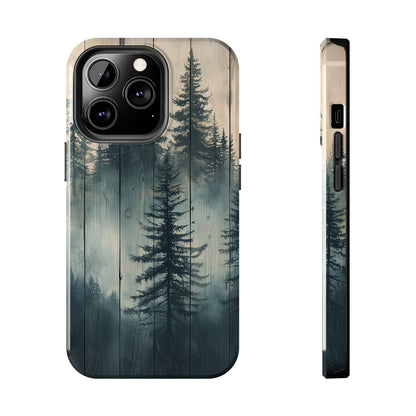 Misty Pine Forest Iphone Case - Nature-Inspired Wood Design Protective Cover