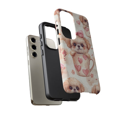 Adorable Puppy in Teacup Samsung Galaxy Case – Tough, Dual-Layer Protection with Cute Pink Bow Design