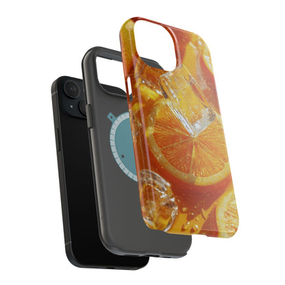 Citrus Orange Splash MagSafe iPhone Case – Dual-Layer Tough Protection, Vibrant Summer Design