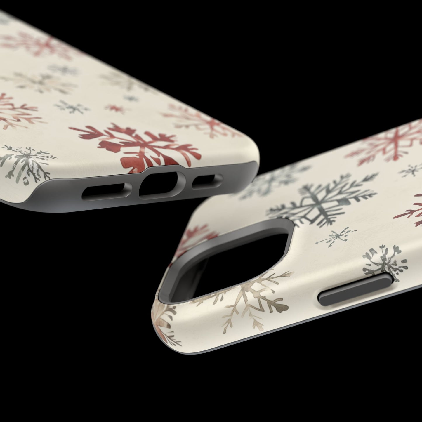 Vintage Red and Gray Snowflake Pattern – MagSafe iPhone Series Case