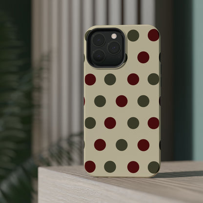 Red & Green Polka Dots on Cream – MagSafe iPhone Case