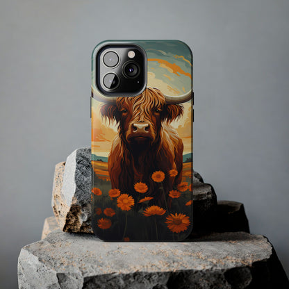 Highland Cow Case | Rustic Farmhouse Floral Design