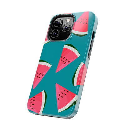 Watermelon Bliss iPhone Case – Vibrant Summer Fruit Design on Teal Background