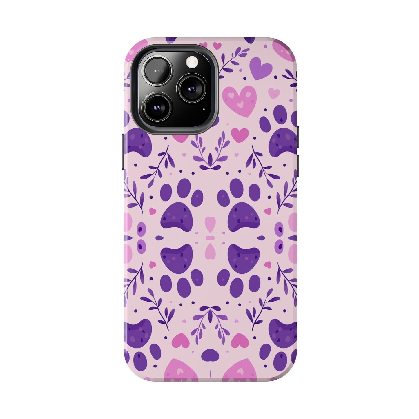 Pastel Paw Print iPhone Case - Cute Pet-Themed Floral Protective Cover