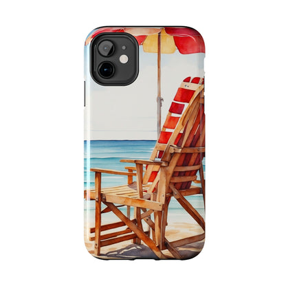 Beach Bliss iPhone Series Case – Relaxing Seaside Chair and Umbrella Design