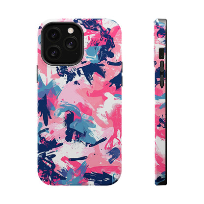 Vibrant Pink & Navy Abstract Splash – MagSafe iPhone Case