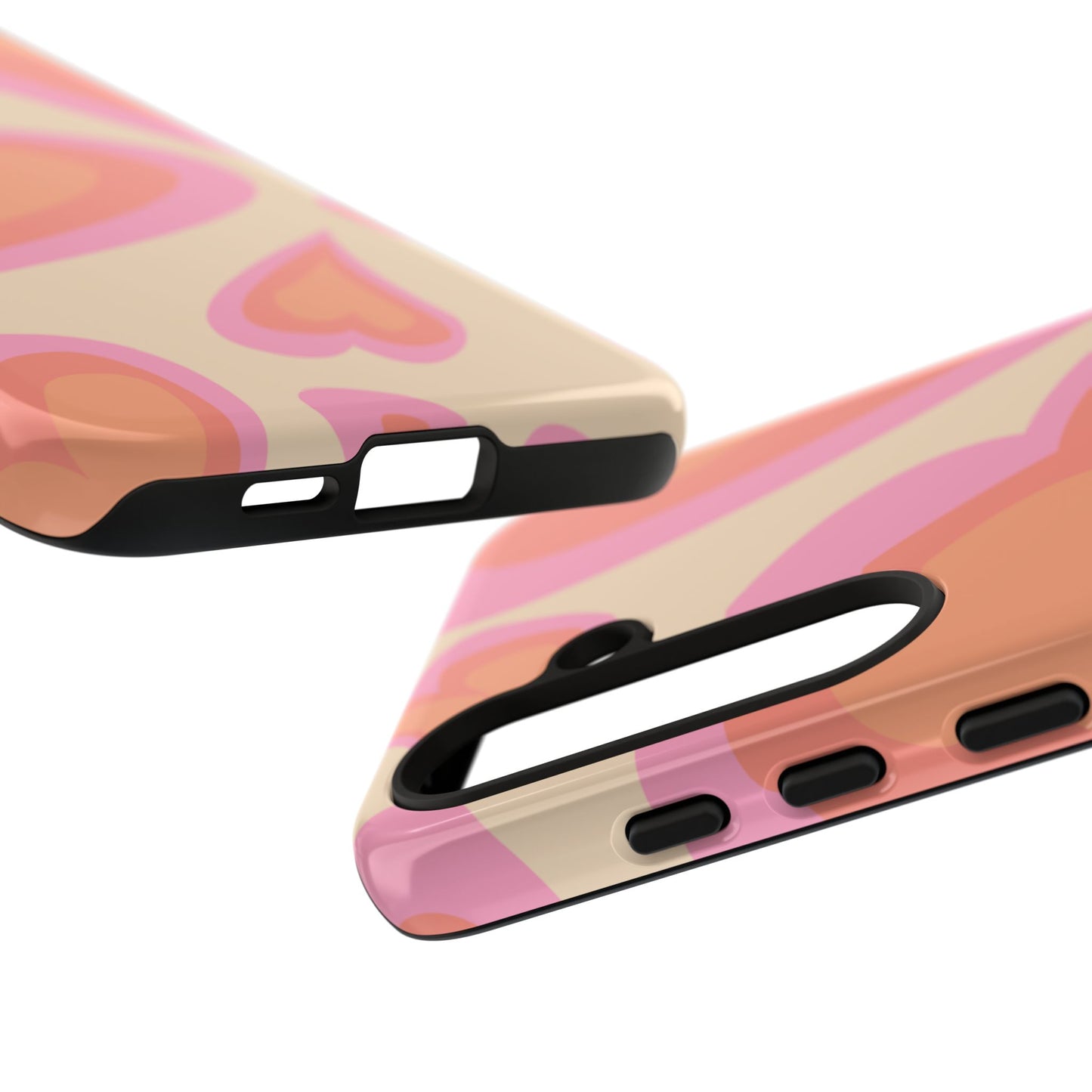 Retro Pink Hearts Samsung Galaxy Case – Shock-Resistant, Matte Finish, Dual-Layer Protection