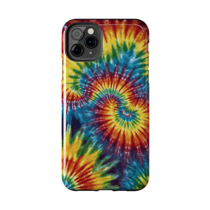 Retro Tie-Dye Swirl iPhone Case – Rainbow Spiral Design