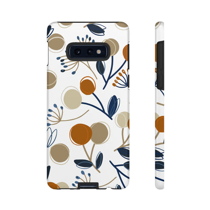 Modern Botanical Berries Tough Samsung Galaxy  Case – Earthy Tones & Navy Accents, Shock-Resistant