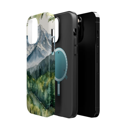 Watercolor Alpine Mountainscape - MagSafe iPhone Case