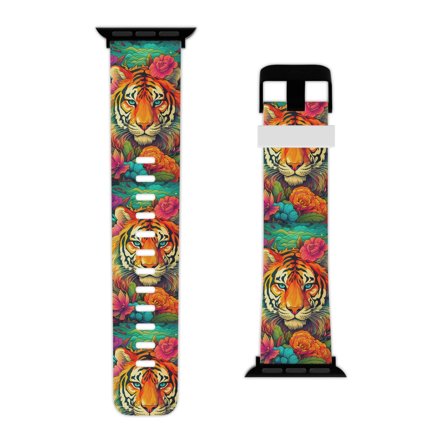 Fierce Rainbow Tiger Art Apple Watch Band