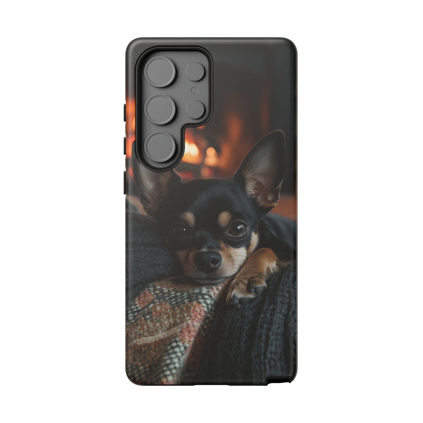 Cozy Chihuahua Fireplace Samsung Galaxy Case – Warm and Protective Design