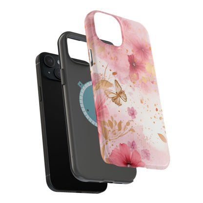 Blush Pink Floral Butterfly - MagSafe iPhone Case