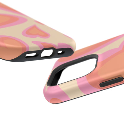 Retro Pink Hearts MagSafe iPhone Case – Shock-Resistant, Matte Finish, Dual-Layer Protection