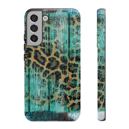 Turquoise Rustic Leopard Wood - Samsung Galaxy Series Case