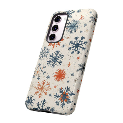 Rustic Orange and Blue Snowflake Pattern – Samsung Galaxy Series Case